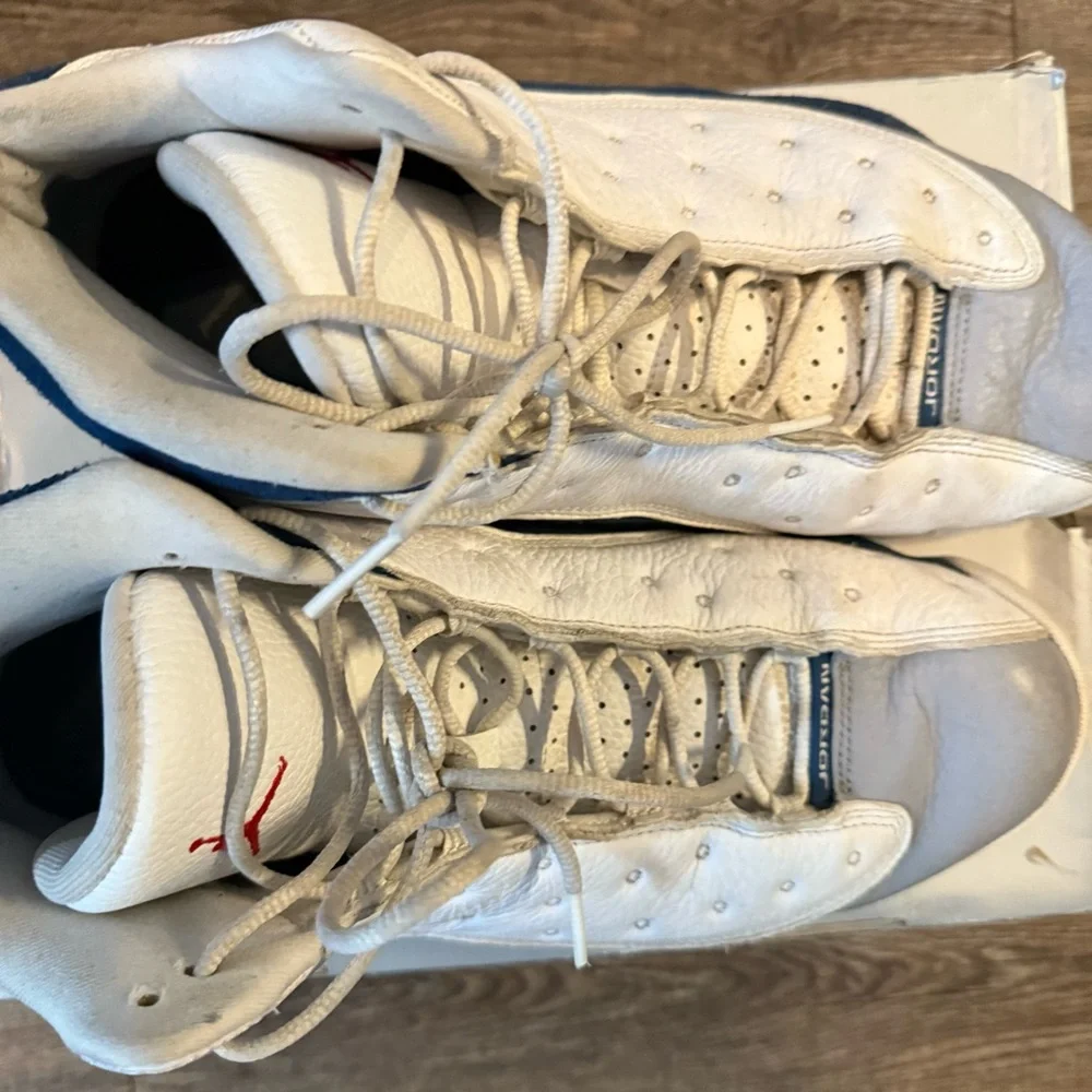 Nike Air Jordan 13 Retro Shoes Men Size 13 White French Blue Sneakers 414571-164